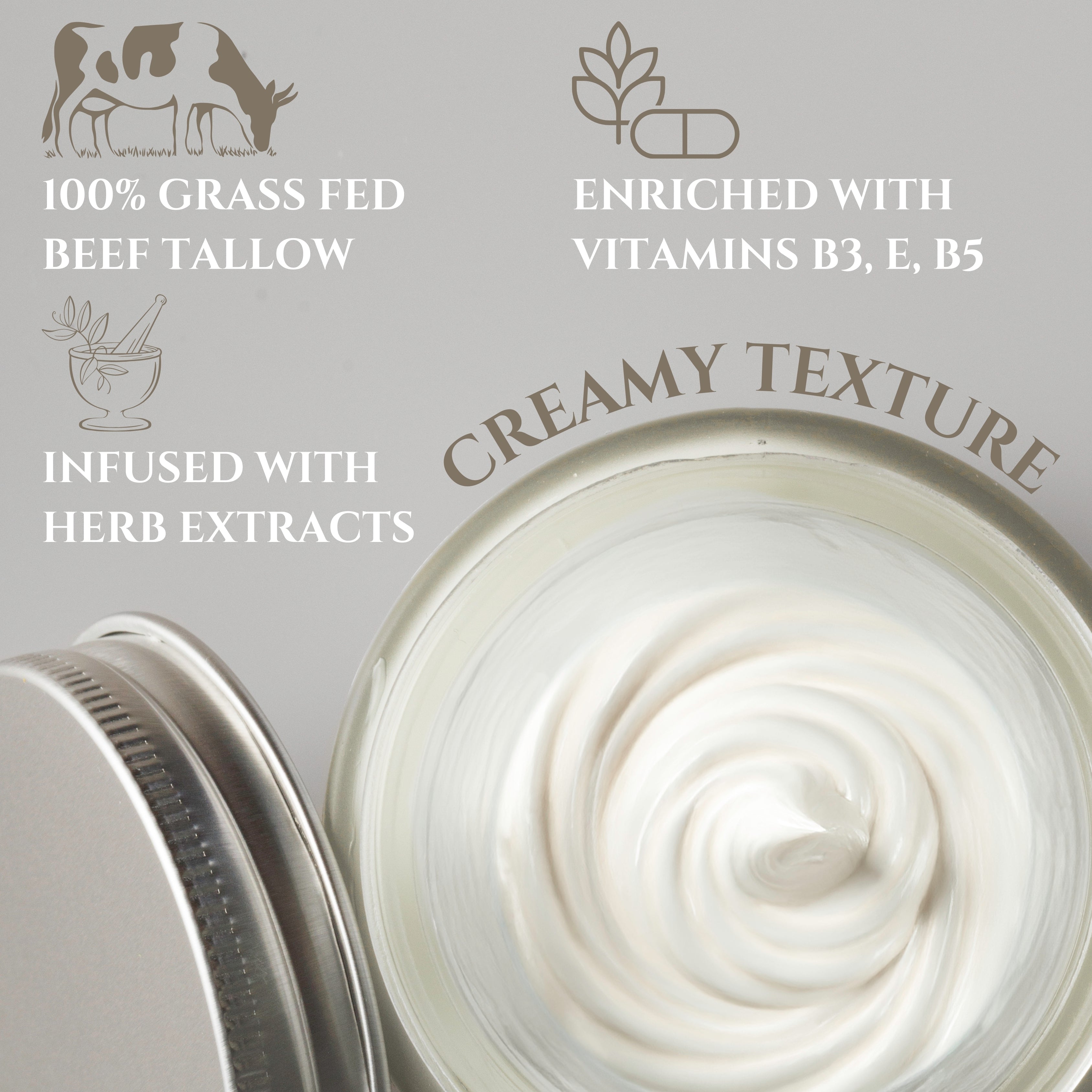Whipped Beef Tallow Cream (Unscented)