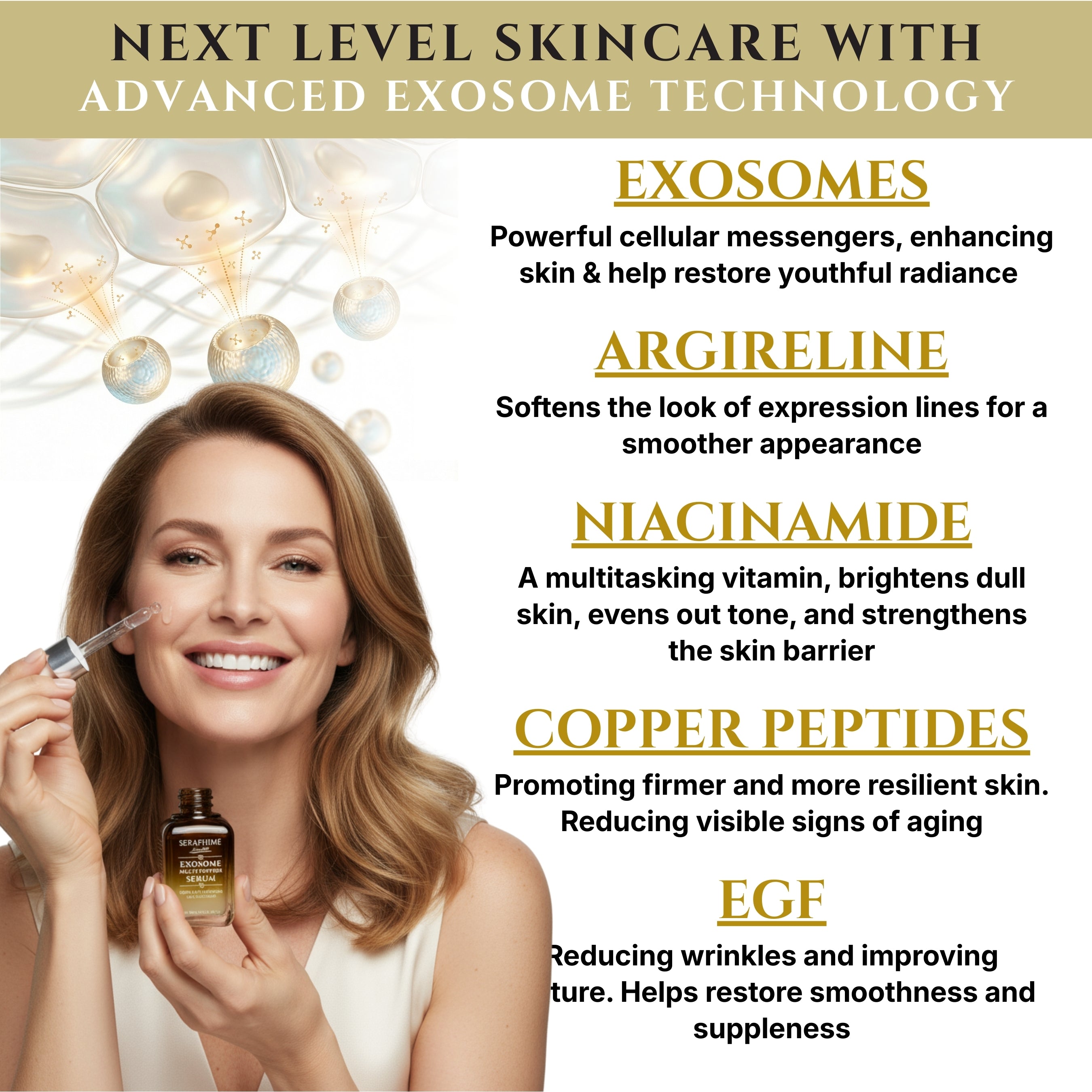 Exosomes for Skin Serum – Anti-Aging Multi Peptide Serum for Face, Fine Lines & Microneedling – 2% Exosomes, GHK-Cu Copper Peptides, Argireline, EGF & Hyaluronic Acid