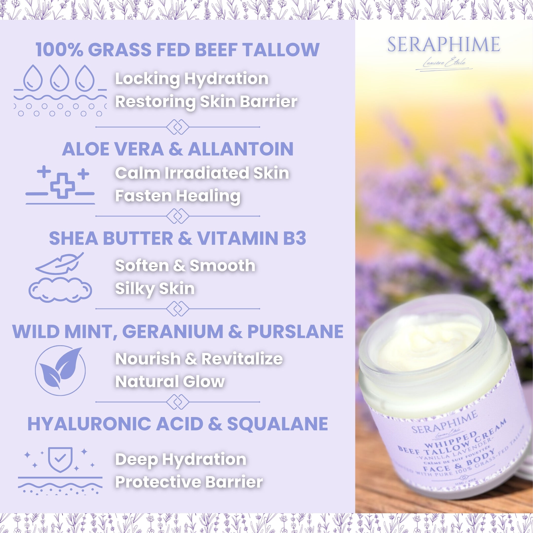 Whipped Beef Tallow Cream (Vanilla/Lavender)